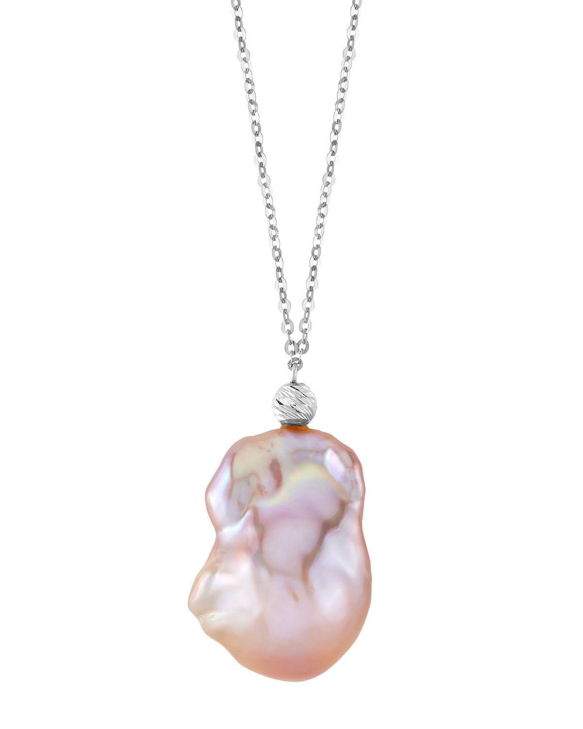 15mm Pink Freshwater Baroque Pearl Solitaire Designer Pendant