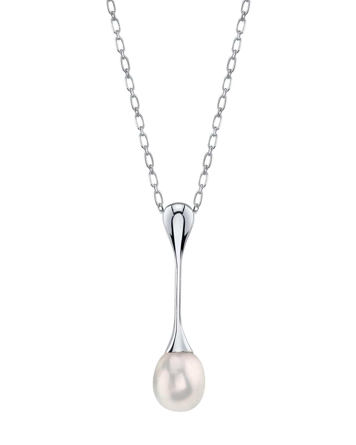 925 Sterling Silver Freshwater Pearl Teardrop Pendant Necklace For Women