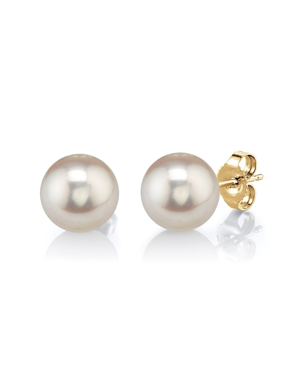7mm White Freshwater Round Pearl Stud Earrings - Third Image