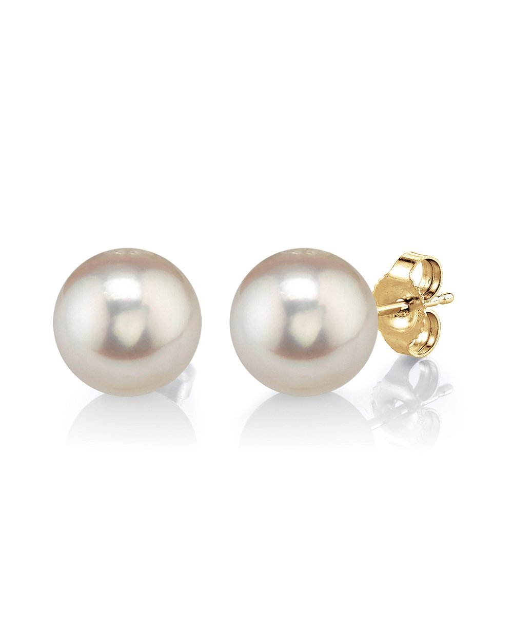 8mm White Freshwater Round Pearl Stud Earrings - Pure Pearls