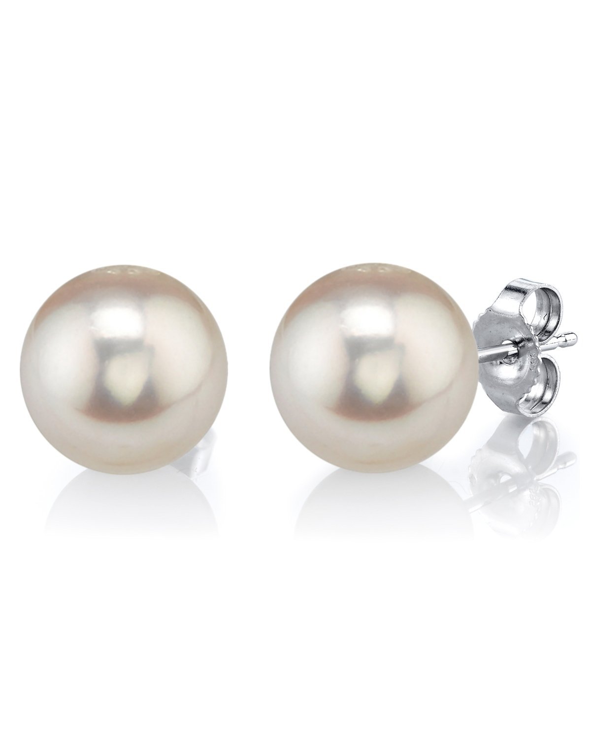 12mm White Freshwater Round Pearl Stud Earrings - AAAA Quality