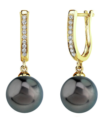 Tahitian South Sea Pearl & Diamond Kim Earrings - Model Image