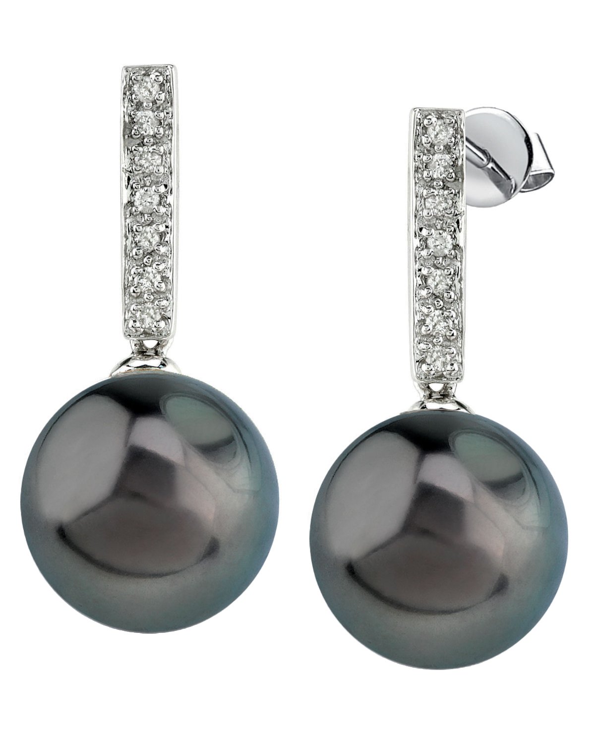 Tahitian South Sea Pearl Dangling Diamond Earrings