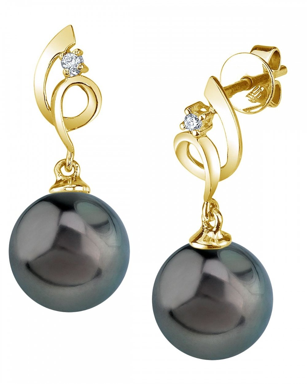 Tahitian South Sea Pearl & Diamond Symphony Earrings - Model Image