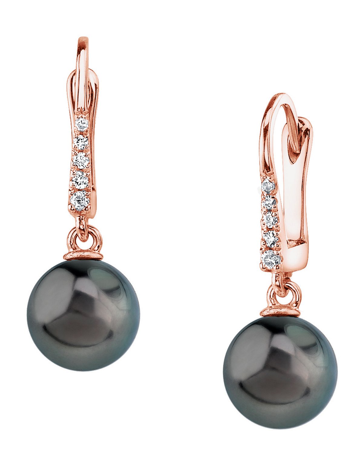Tahitian South Sea Pearl & Diamond Susan Earrings - Third Image