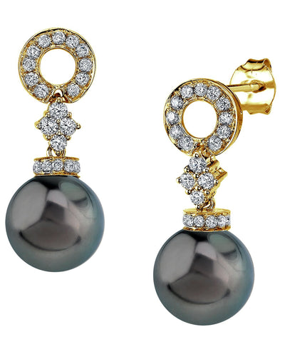 Tahitian South Sea Pearl & Diamond Vanessa Earrings - Model Image