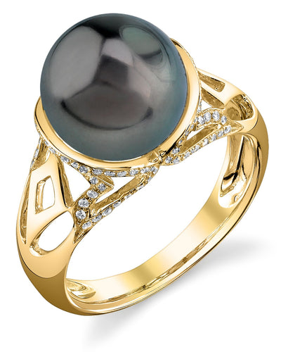 Tahitian South Sea Pearl & Diamond Abby Ring - Model Image