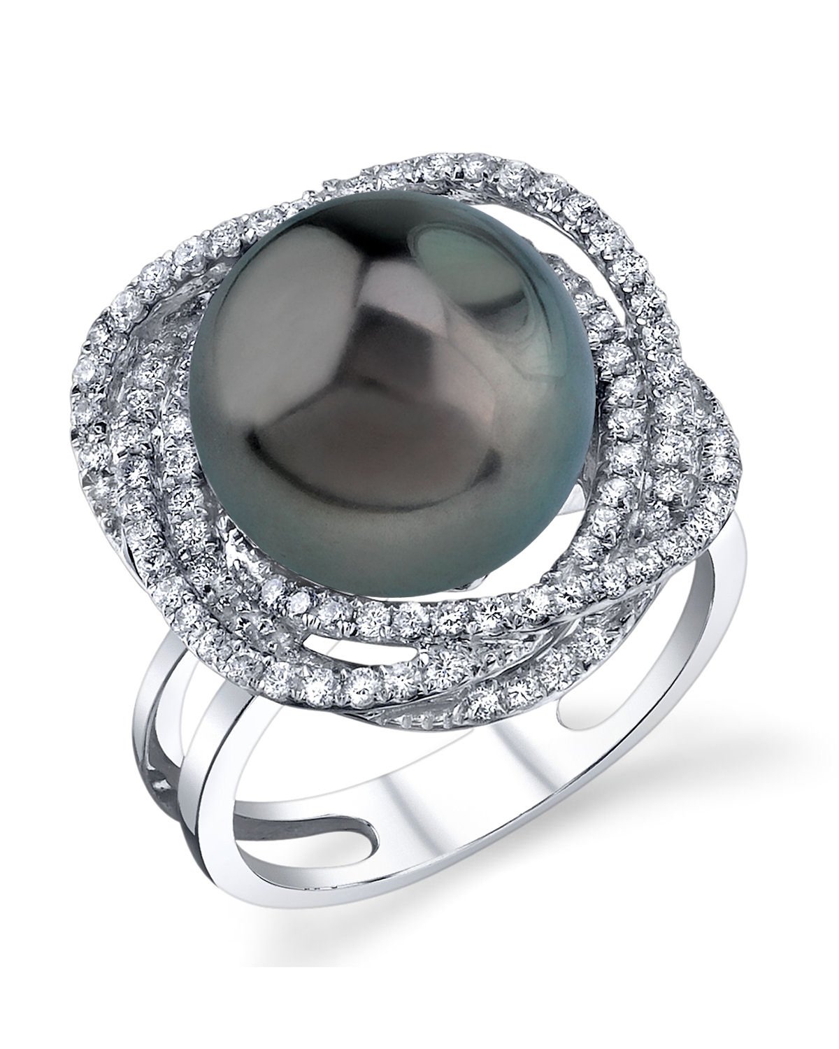 Tahitian South Sea Pearl & Diamond Braided Ring