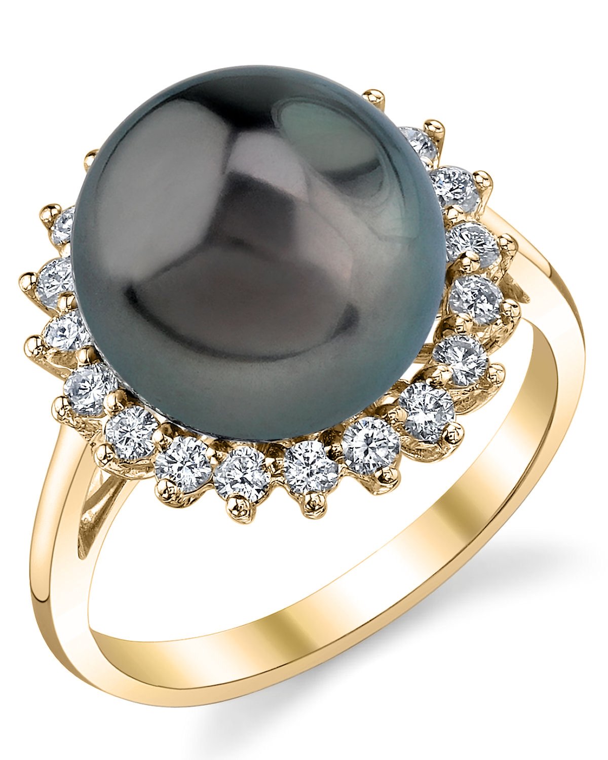 Tahitian South Sea Pearl & Diamond Sage Ring - Model Image