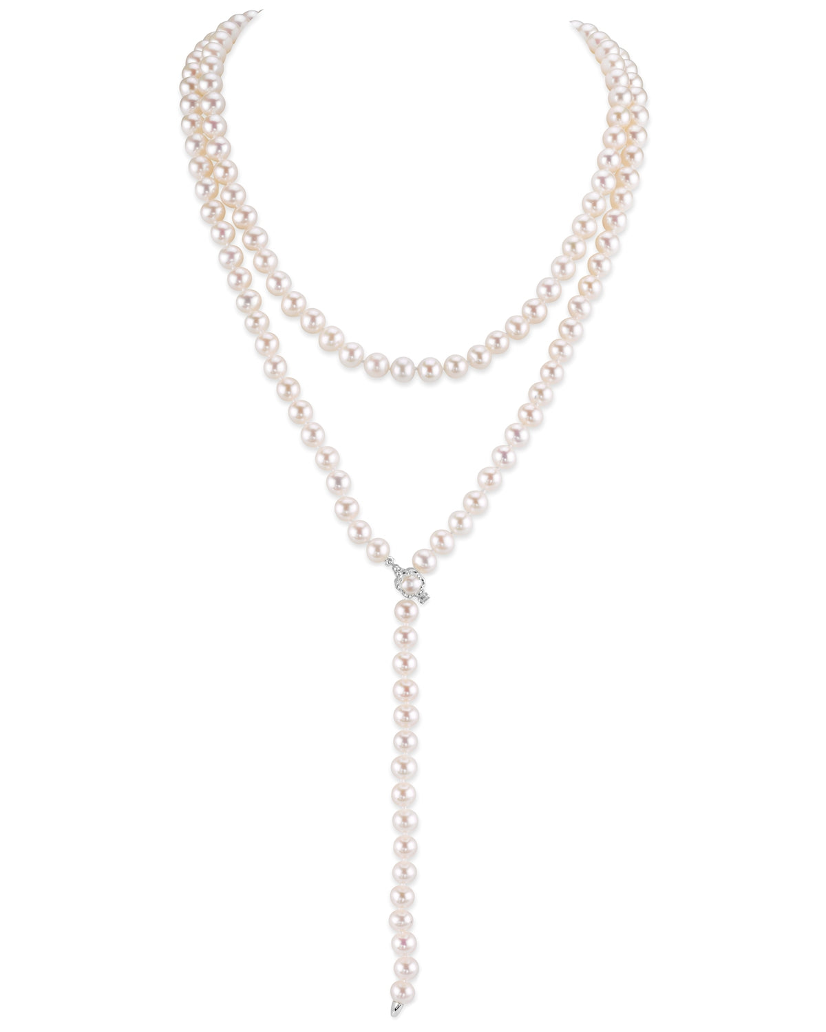 White Freshwater Pearl Adjustable lariat Y-Shape 51 Inch Rope Length Necklace - AAAA Quality