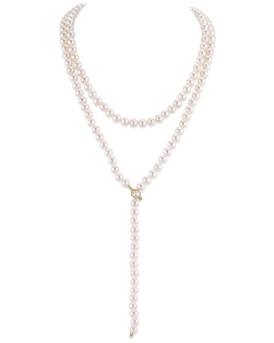 White Freshwater Pearl Adjustable lariat Y-Shape 51 Inch Rope Length Necklace - AAAA Quality - Secondary Image