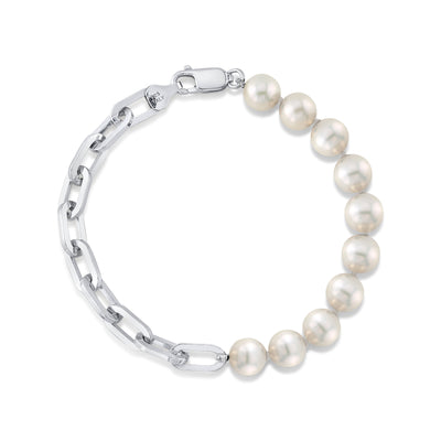 7mm White Freshwater Scarlett Pearl & Chain Bracelet