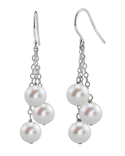White Freshwater Pearl Cluster Earrings