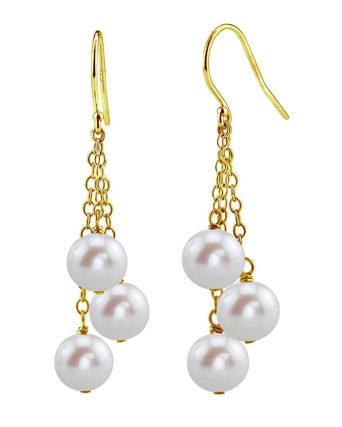 White Freshwater Pearl Cluster Earrings - Third Image