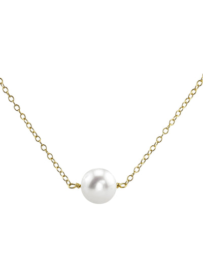 Freshwater Solitaire Pearl & Gold Pendant - Secondary Image