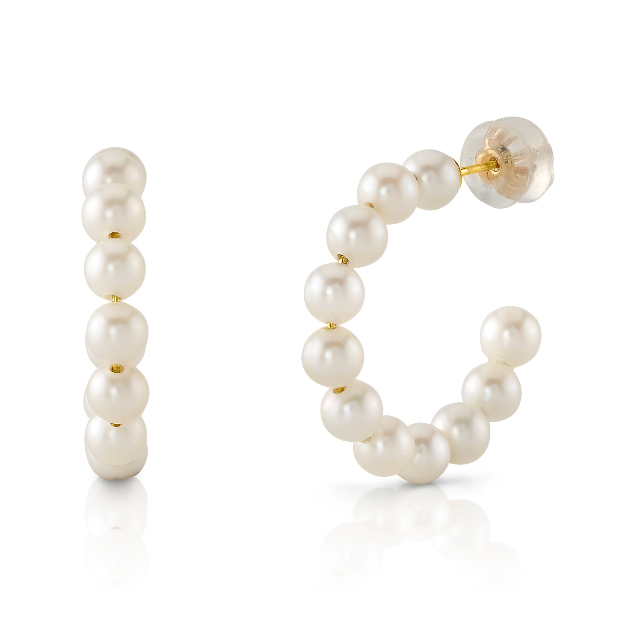 White Freshwater Pearl Zoya Earrings - Model Image